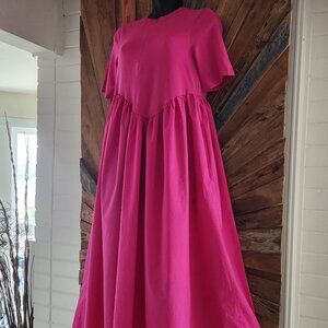 COS hot pink puff skirt cotton Dress Sz XS side pockets
